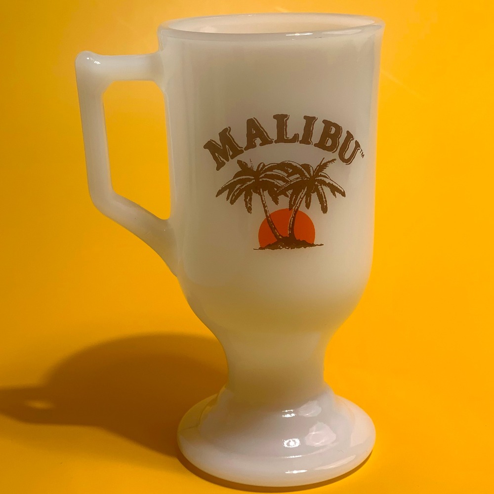 Milk Glass Malibu, Vintage Cup, Retro, 70s Barware